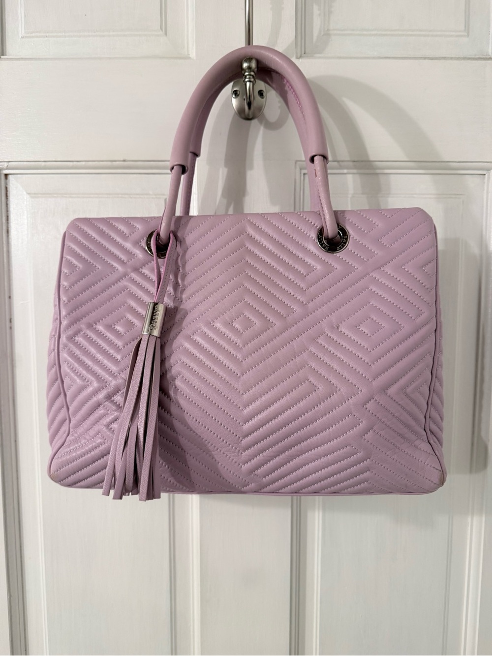 Bally Quilted Lavender Manuela Tote with Tassel